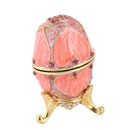 Pink Enamel Rhinestone Easter Egg Jewelry Storage Box Wedding Ring Holder