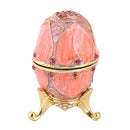 Pink Enamel Rhinestone Easter Egg Jewelry Storage Box Wedding Ring Holder