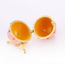 Pink Enamel Rhinestone Easter Egg Jewelry Storage Box Wedding Ring Holder