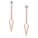 1 Pair Fashion Women Triangle Simple Tassel Ear Studs Rose Gold Accessory