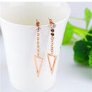 1 Pair Fashion Women Triangle Simple Tassel Ear Studs Rose Gold Accessory