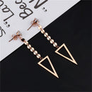 1 Pair Fashion Women Triangle Simple Tassel Ear Studs Rose Gold Accessory