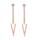 1 Pair Fashion Women Triangle Simple Tassel Ear Studs Rose Gold Accessory
