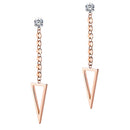 1 Pair Fashion Women Triangle Simple Tassel Ear Studs Rose Gold Accessory