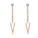 1 Pair Fashion Women Triangle Simple Tassel Ear Studs Rose Gold Accessory