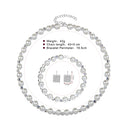 Fashion Women Lady Wedding Party Alloy Ear Stud Pearl Necklace Bracelet Set