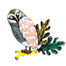 Enamel Owl Bird Fleck Feathers Chubby Bird Brooch Pin for Women Men