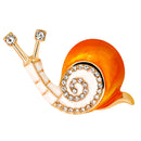 Cute Enamel Orange Rhinestone Crystal Snail Brooch Pin Cartoon Jewelry