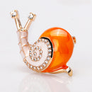 Cute Enamel Orange Rhinestone Crystal Snail Brooch Pin Cartoon Jewelry