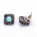 Women Luxury Fashion Square Rhinestone Alloy Gemstone Delicate Stud Earring