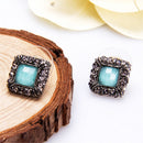 Women Luxury Fashion Square Rhinestone Alloy Gemstone Delicate Stud Earring