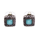Women Luxury Fashion Square Rhinestone Alloy Gemstone Delicate Stud Earring