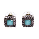 Women Luxury Fashion Square Rhinestone Alloy Gemstone Delicate Stud Earring