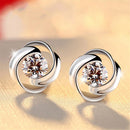 925 Sterling Silver Rhinestone Rose Flower Wedding Party Banquet Ear Stud
