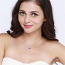 Luxury Purple Rhinestone Heart Pendant 925 Sterling Silver Fashion Necklace