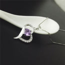 Luxury Purple Rhinestone Heart Pendant 925 Sterling Silver Fashion Necklace