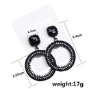 Black Loop Hoop Dangle Ear Stud Rhinestone Sparkle Earrings Club Jewelry