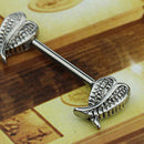 1 Pair Stainless Steel Angel Wings Double Pattern Balanced Wings Nipple Ring
