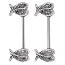 1 Pair Stainless Steel Angel Wings Double Pattern Balanced Wings Nipple Ring