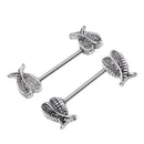 1 Pair Stainless Steel Angel Wings Double Pattern Balanced Wings Nipple Ring