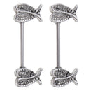 1 Pair Stainless Steel Angel Wings Double Pattern Balanced Wings Nipple Ring