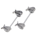 1 Pair Stainless Steel Angel Wings Double Pattern Balanced Wings Nipple Ring