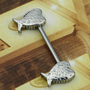 1 Pair Stainless Steel Angel Wings Double Pattern Balanced Wings Nipple Ring