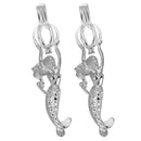2PCS Copper Mermaid Shape Cage Pendant Wish Locket Box DIY Jewelry Accessory