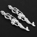 2PCS Copper Mermaid Shape Cage Pendant Wish Locket Box DIY Jewelry Accessory