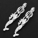 2PCS Copper Mermaid Shape Cage Pendant Wish Locket Box DIY Jewelry Accessory