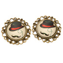 2 Pcs Fashion Vintage Small Bronze Round Moustache Print Metal Pins&Buttons