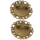 2 Pcs Fashion Vintage Small Bronze Round Moustache Print Metal Pins&Buttons
