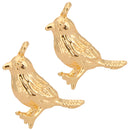 2 Pcs Unique Craft Gold Bird Metal Beads Cute Animal Copper Loose Beads
