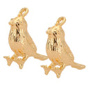 2 Pcs Unique Craft Gold Bird Metal Beads Cute Animal Copper Loose Beads