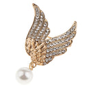 Stunning Rhinestone Wings Pearl Dangel Pin Brooch Mens Suit Collar Lapel Pin