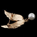Stunning Rhinestone Wings Pearl Dangel Pin Brooch Mens Suit Collar Lapel Pin