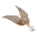 Stunning Rhinestone Wings Pearl Dangel Pin Brooch Mens Suit Collar Lapel Pin