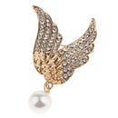 Stunning Rhinestone Wings Pearl Dangel Pin Brooch Mens Suit Collar Lapel Pin