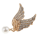 Stunning Rhinestone Wings Pearl Dangel Pin Brooch Mens Suit Collar Lapel Pin