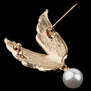 Stunning Rhinestone Wings Pearl Dangel Pin Brooch Mens Suit Collar Lapel Pin