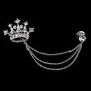 Charming Triple Chain Brooch Crown Crystal Tassel Brooch Collar Pin Corsage