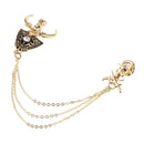 Costume Party Tassel Crystal Rhinestone Bull Horn Boutonniere Pin
