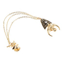 Costume Party Tassel Crystal Rhinestone Bull Horn Boutonniere Pin