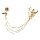 Costume Party Tassel Crystal Rhinestone Bull Horn Boutonniere Pin