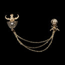 Costume Party Tassel Crystal Rhinestone Bull Horn Boutonniere Pin