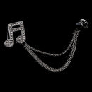 Musical Note Elegant Lapel Brooch Pin Layered Tassel Chain for Suit Blouse