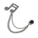 Musical Note Elegant Lapel Brooch Pin Layered Tassel Chain for Suit Blouse