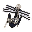 Vintage Striped Fabric Anchor Design Nautical Themed Brooch Pins Fashion