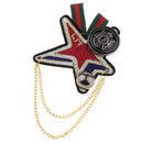Embroidery Sewing Star Badge Tassel Chain Fabric Brooch Pins Costume Jewelry