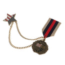 Retro Navy Style Pentagram Medal Chain Brooch Lapel Pin Unisex Jewelry